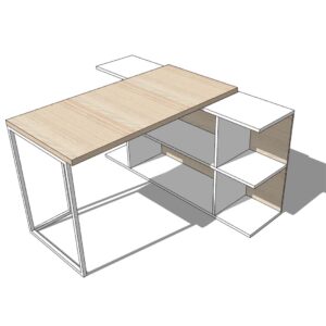 mesa de escritorio con estantería