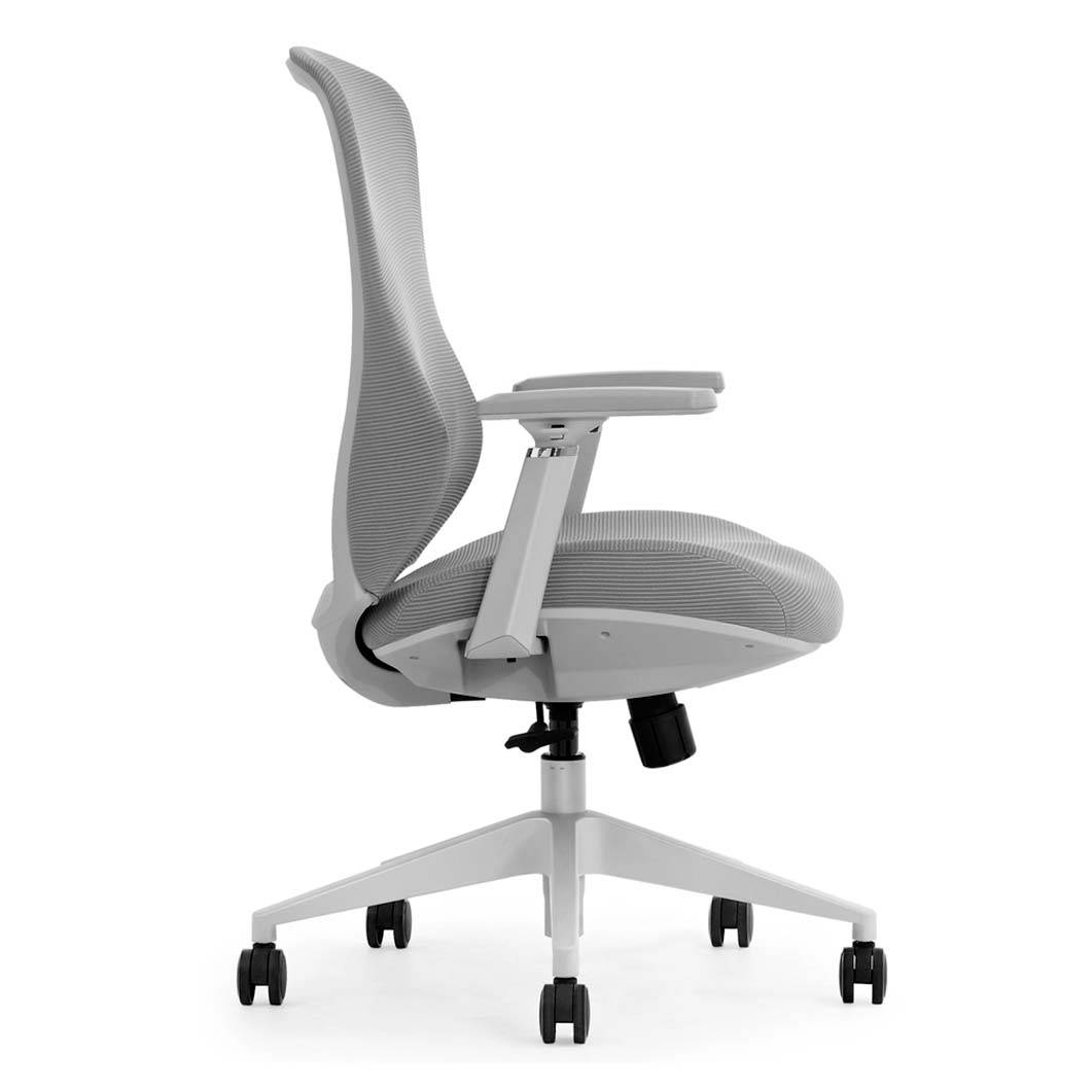 Silla De Escritorio Blanca Modelo Giro - Tela Gris- Rolic