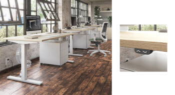 Mesa elevable con altura regulable mediante motor eléctrico