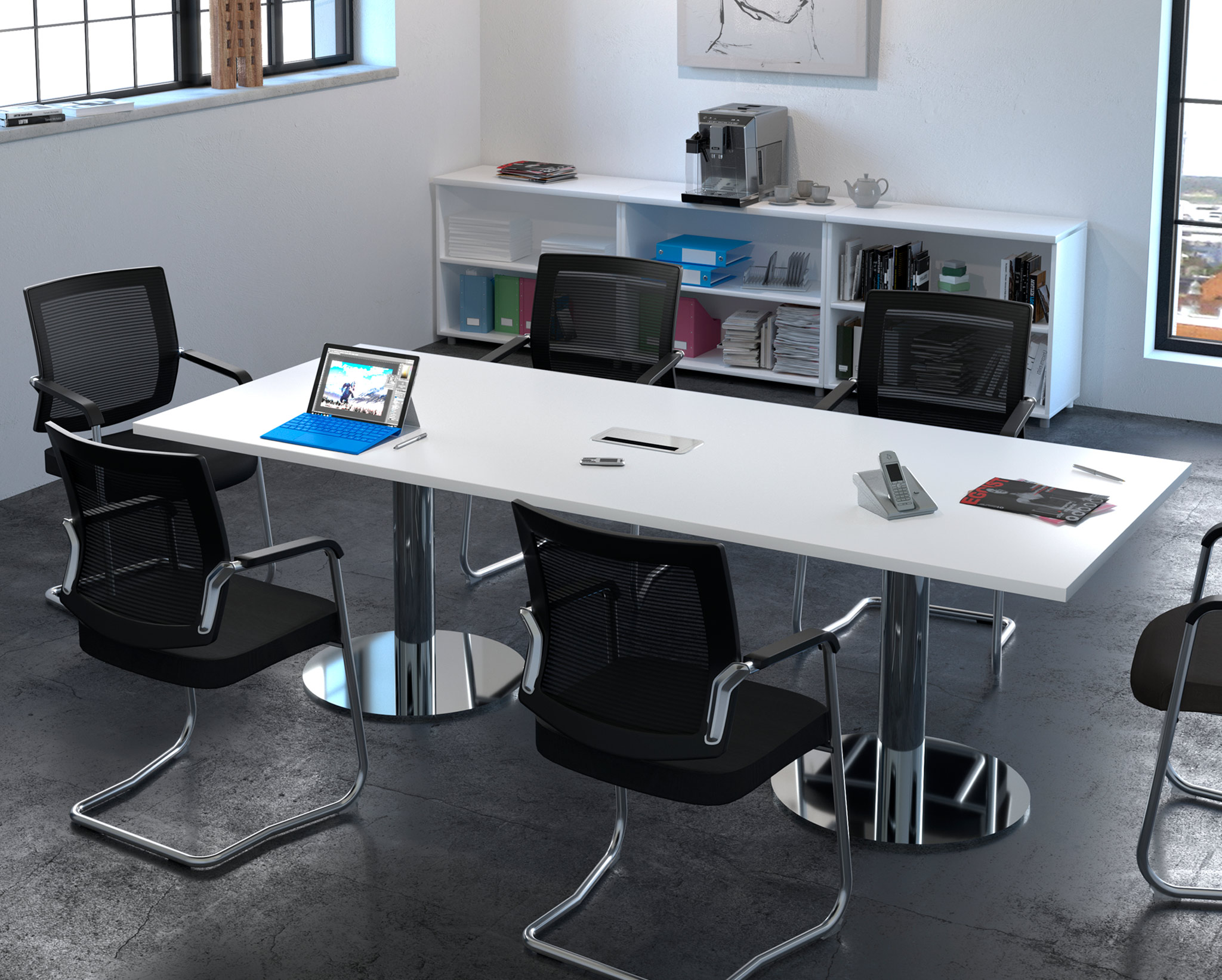 Mesa y sillas oficina moderna