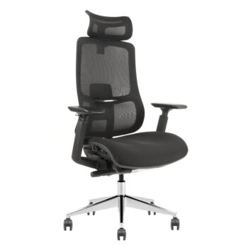 Silla de oficina giratoria tapizada de color negro para un lugar de trabajo minimalista